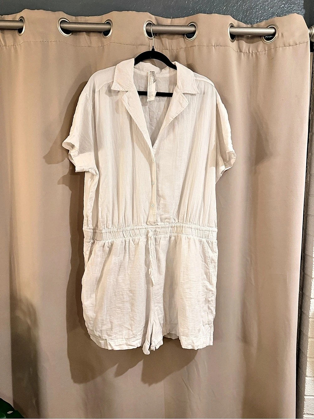 Fabletics Riley Romper Cotton Romper in White Size XXL